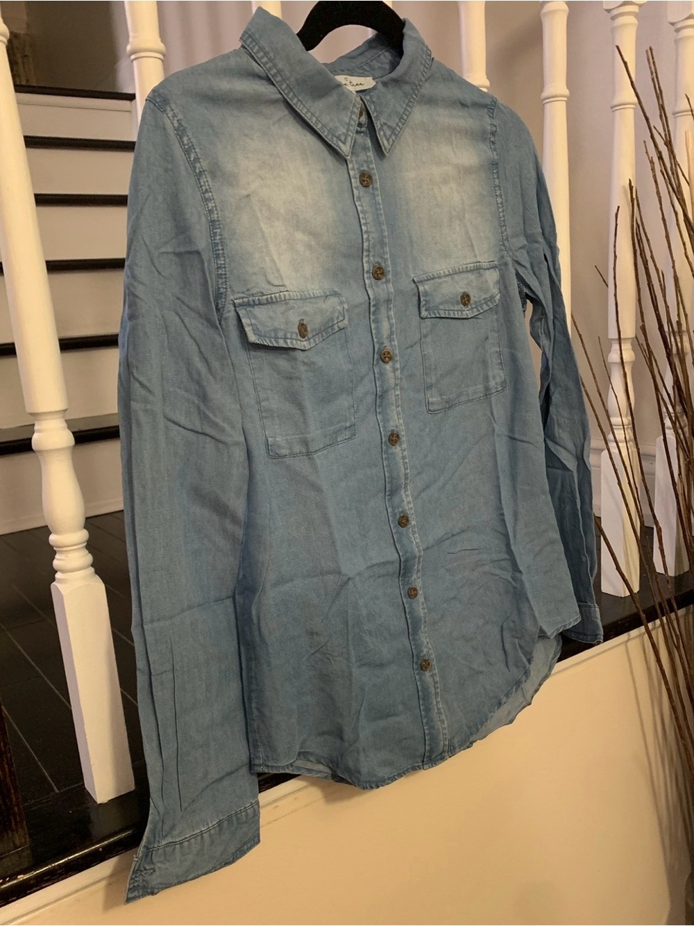 Love Tree Light Blue Denim Button-Down Shirt